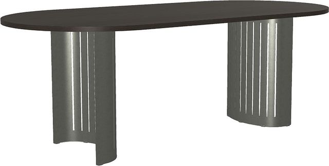 Amisco Customizable Rachel White Oak Oval Dining Table Top with Metal Base-1