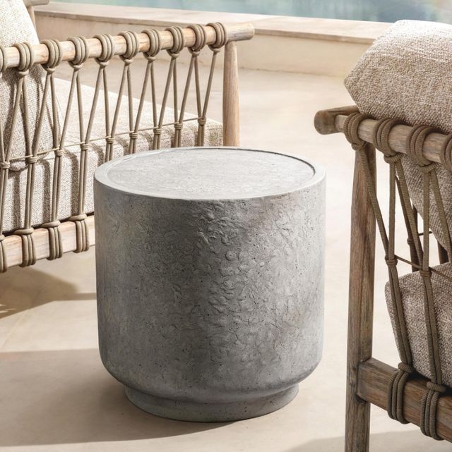 Classic Home Sania Dark Grey Concrete Outdoor Round Accent Table-1