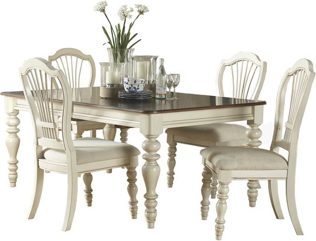 HH2 Home Pine Island 5-Piece Old White Dining Set with Wheat Chairs-0
