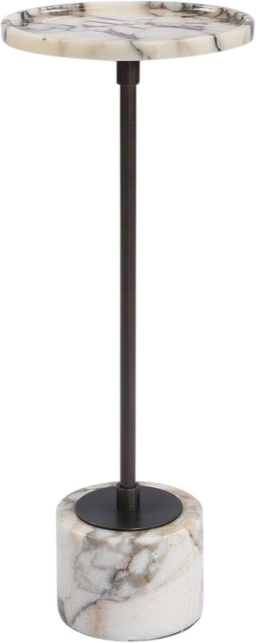 Uttermost® Brunson White Marble Drink Table with Dark Bronze Accent-0