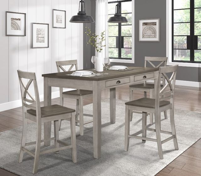 Homelegance® Brightleaf Brown/Light Gray Counter Height Chair-1