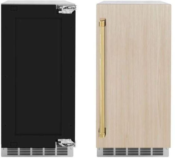 ZLINE Autograph Edition 15" Panel Ready Touchstone Gourmet Ice Maker with Polished Gold Handle-0