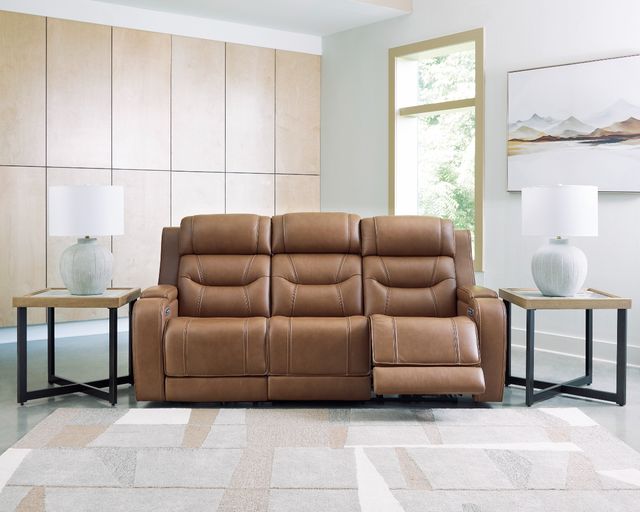 Signature Design by Ashley® Knightington Caramel Power Reclining Sofa with Audio Seating-2