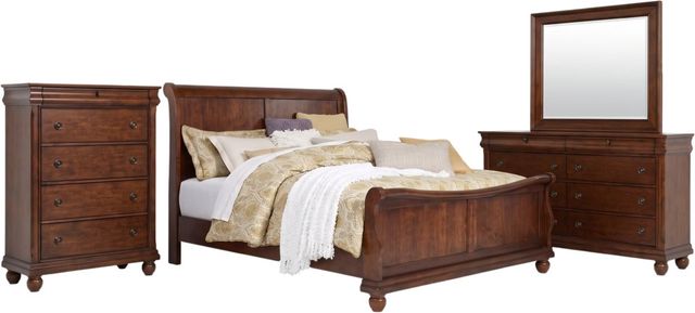 Liberty Furniture Rustic Traditions 4-Piece Rustic Cherry Queen Sleigh Bedroom Set with Chest-0
