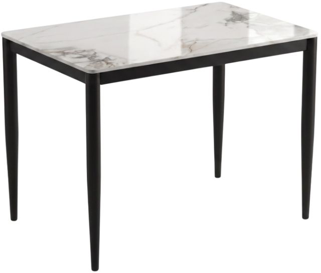 Cramco Marta Chanel Sintered Stone Top 48" Dining Table with Matte Black Base-0