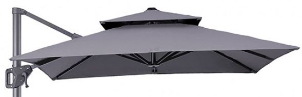 Furniture of America® Fida Gray Aluminum/Polyester Square Outdoor Umbrella with Base-1