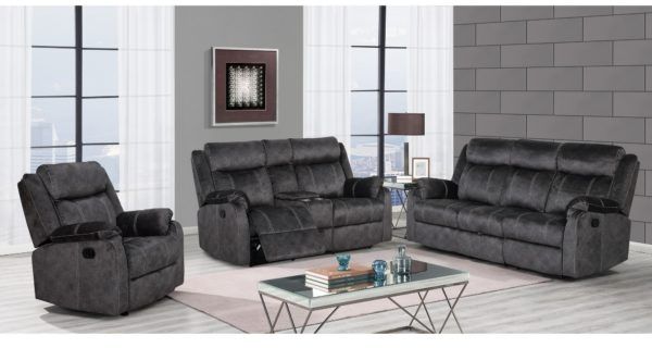 Global Furniture USA U7303 Domino Granite Manual Reclining Sofa-3