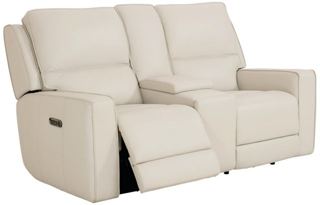 Bassett® Furniture Club Level Raymond Vanilla Power Reclining Loveseat with Console-2