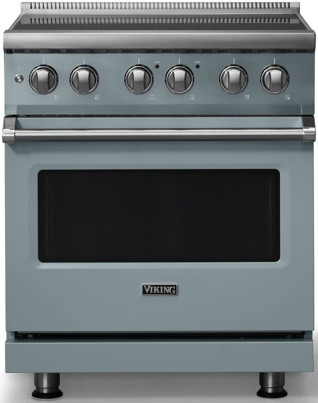Viking® 5 Series 30" Novembery Sky Pro Style Induction Range with Polished Chrome Trim-0