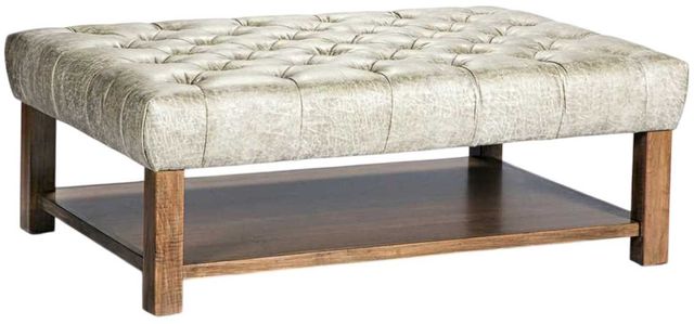 Marshfield Furniture Jonathan Brown/White Non Storage Tufted Ottoman-0