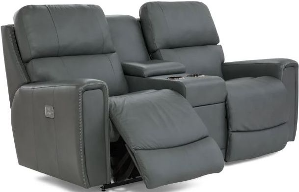 La-Z-Boy® Apollo Blue Grey Leather Power Reclining Loveseat
