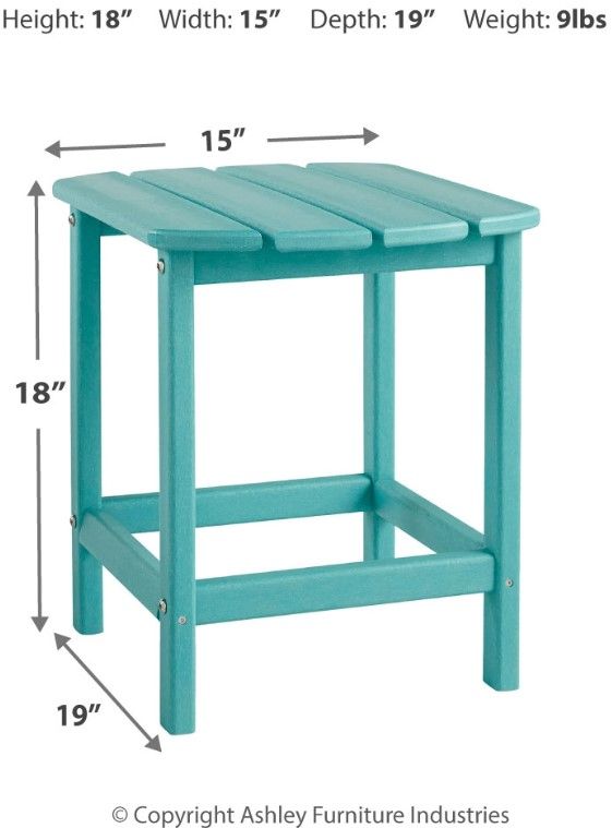 Signature Design by Ashley® Sundown Treasure Turquoise Plastic Outdoor Rectangular End Table-2