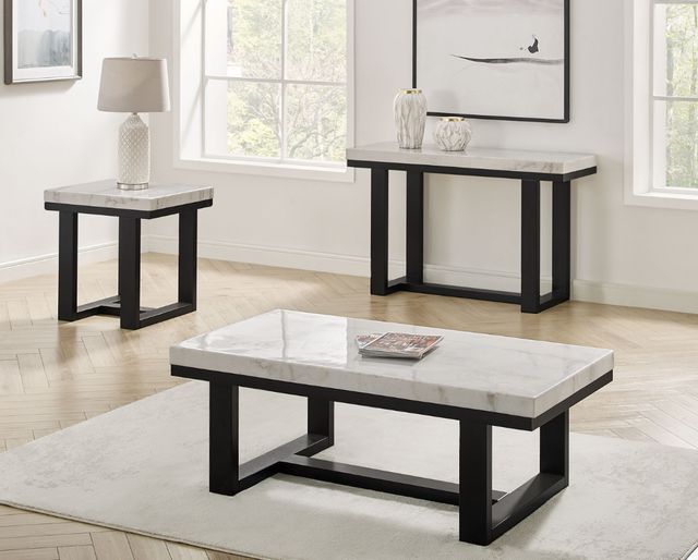Steve Silver Co. Lucca White End Table with Espresso Base-1