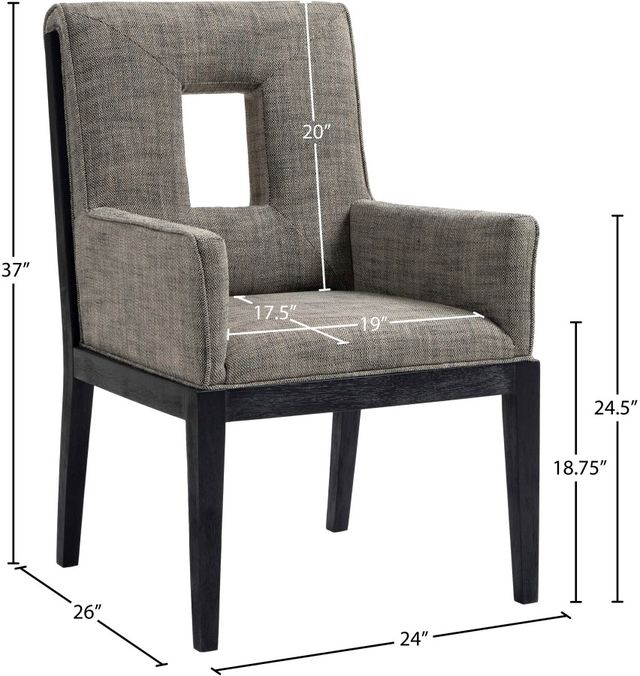 Meridian Furniture Gwendolyn Gray/Black Linen Textured Upholstered Dining Chair-2