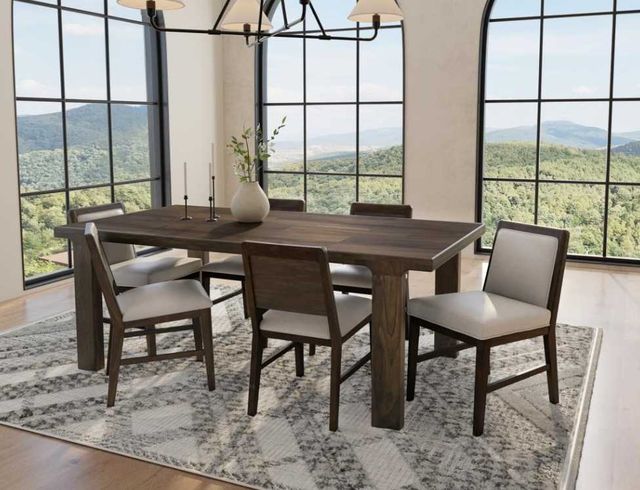 International Furniture Direct Dark Mezquite Dark Amber/Gray Upholstered Dining Side Chair-1