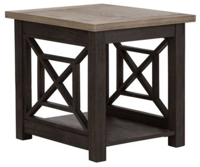Liberty Furniture Heatherbrook Ash 23" End Table with Charcoal Base-2