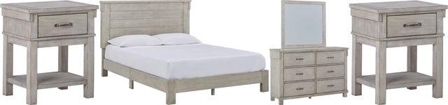 Signature Design by Ashley® Hollentown 5-Piece Whitewash Full Panel Bed Set-0