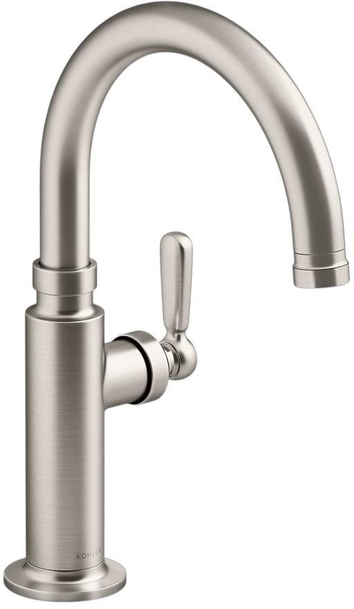 KOHLER® Edalyn™ by Studio McGee Vibrant Stainless Single-Handle Bar Sink Faucet-0