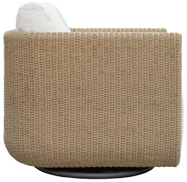 Uttermost® Santorini Honey/Oyster White Wicker Indoor-Outdoor Swivel Lounge Chair with Cushion-4