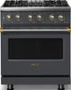 Viking® 5 Series 30" Cast Black Pro Style Dual Fuel (NG) Range with Brushed Brass Trim-0