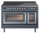 Ilve® Nostalgie II Noblesse 48'' Blue Gray Pro Style Induction Range with Chrome Trim-0