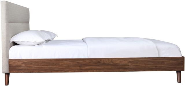 Mazin Furniture Fletcher Beige/Faux Walnut Queen Upholstered Platform Bed-2