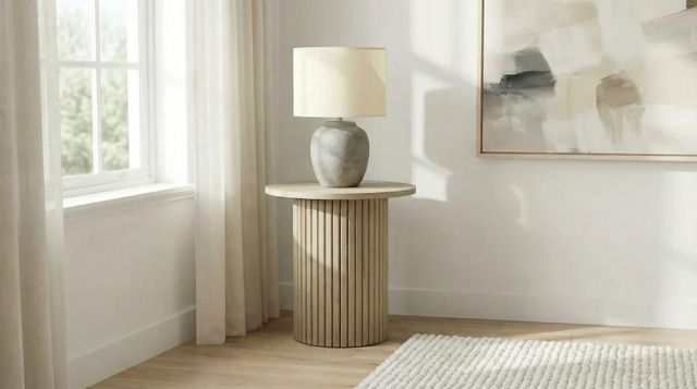 Coaster® Hamlyn Natural Oak Round Fluted Occasional Side End Table-4
