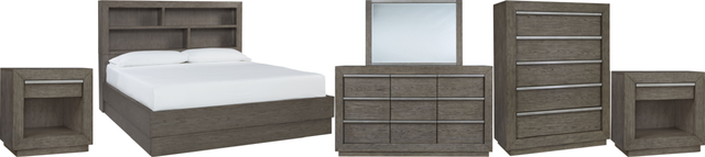 Benchcraft® Anibecca 6-Piece Weathered Gray Queen Bookcase Bed Set-0