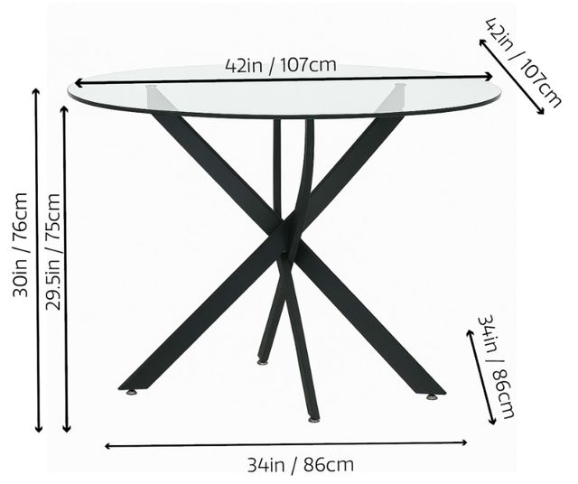 Cramco Eclipse Glass Top Round Dining Table with Matte Black Base-2