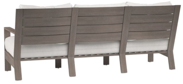 Sunset West Laguna Driftwood Aluminum Outdoor Sofa with Canvas Flax Cushion-1
