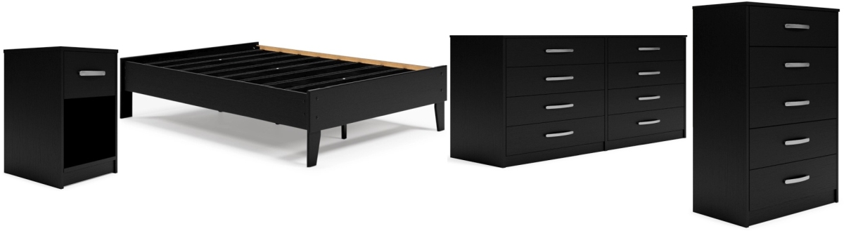 Signature Design by Ashley® Finch 4-Piece Black Full Platform Bed Set