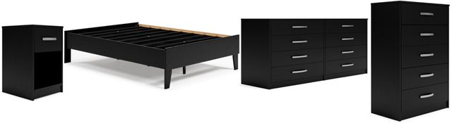 Signature Design by Ashley® Finch 4-Piece Black Full Platform Bed Set-0
