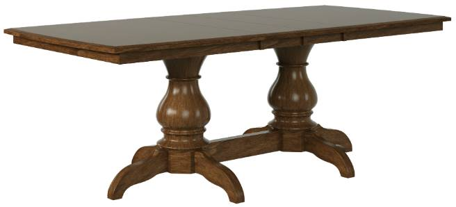 Country View Woodworking Customizable Norfolk Hickory Top 42" Dining Table with 4-Leaves and Brown Maple Base