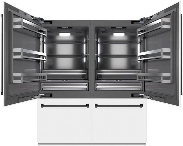 ZLINE Autograph Edition 72" 39.6 Cu. Ft. White Matte Built-In French Door Refrigerator with Water Dispensers, Ice Makers, and Matte Black Accents-1