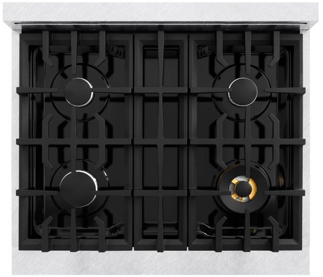 ZLINE Classic Series 30" Satin Stainless Steel Pro Style Dual Fuel Range with Black Matte Door-1
