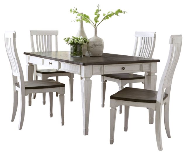 Liberty Furniture Allyson Park 5-Piece Charcoal/Wirebrushed White Rectangular Table Set-0