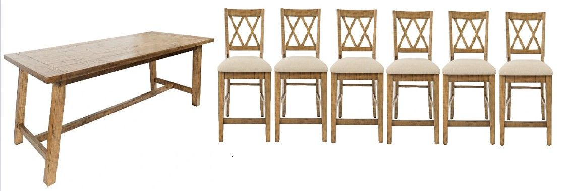 Jofran Inc. Telluride 7-Piece Gold Trestle Dining Table Set