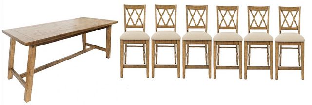 Jofran Inc. Telluride 7-Piece Gold Trestle Dining Table Set-0