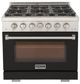Kucht Professional KFX Series 36" Stainless Steel Pro Style Natural Gas Range with Black Door and True Simmer Burners-1