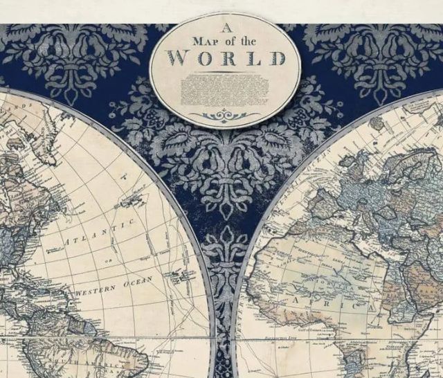 Classy Art Blue Map of the World by Elizabeth Medley Wall Art-1