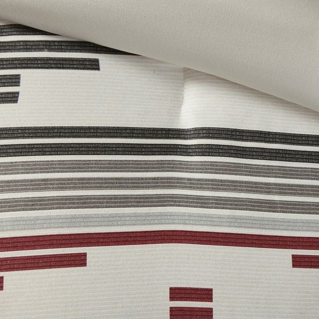 Olliix by Woolrich Simons 5 Pieces Grey and Red King/California King Herringbone Oversized Comforter Set-4