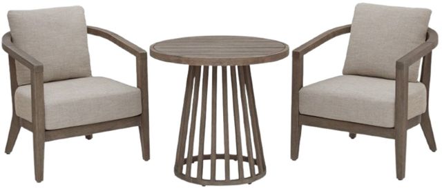 Signature Design by Ashley® Joy 3-Piece Beige Fabric/Wooden Outdoor Conversation Set-0