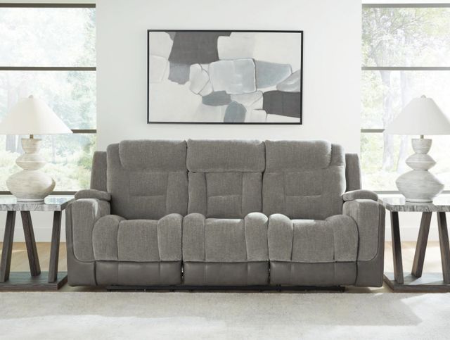 Signature Design by Ashley® Ultimax Shadow Power Reclining Sofa with Adjustable Headrest-2