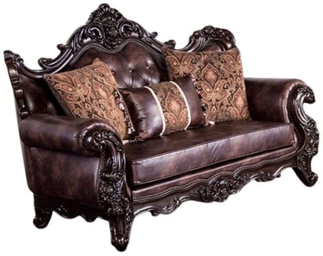 Furniture of America® Palencia Brown/Dark Cherry Loveseat-0