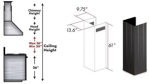 ZLINE 61" Black Wall Hood Extension-1