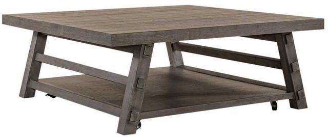 Liberty Furniture Modern Farmhouse Dusty Charcoal Oversized Square Cocktail Table-0