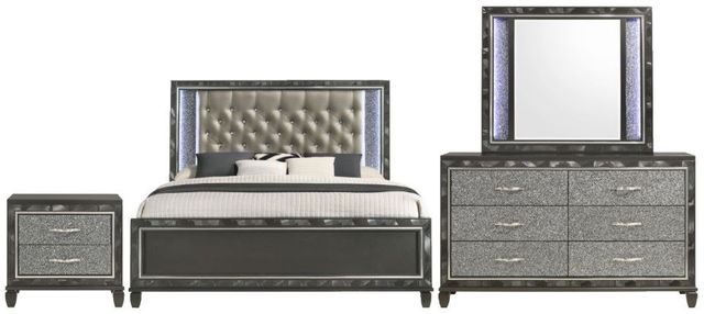 New Classic® Home Furnishings Radiance 4-Piece Black Pearl King Panel Bedroom Set-0