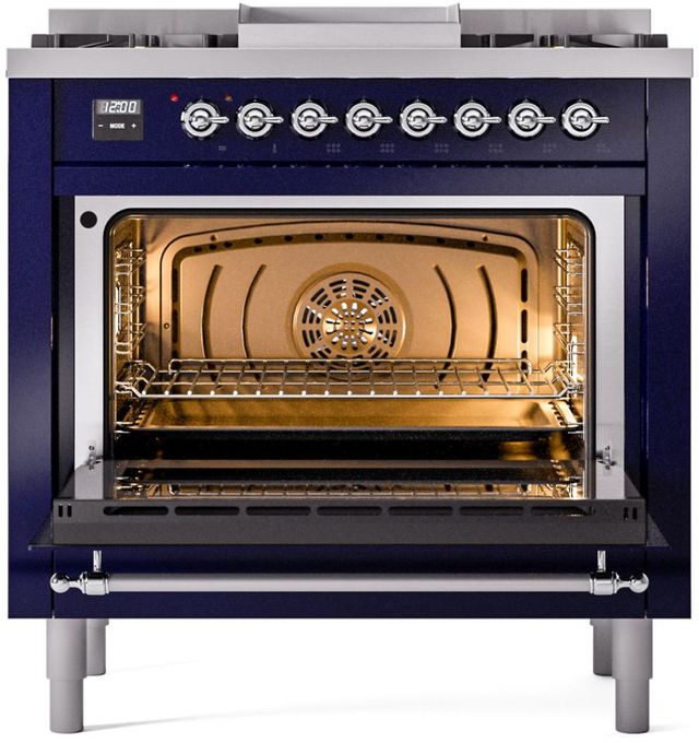 Ilve® Nostalgie II Series 36" Midnight Blue Pro Style Dual Fuel Range-2