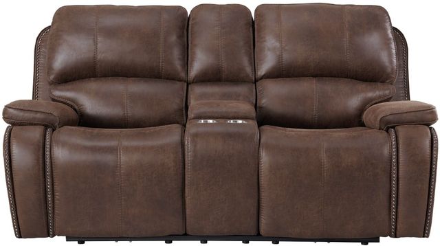 Elements International Atlantis Heritage Brown Power Reclining Loveseat-1