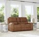 Flexsteel® Linden Caramel Power Reclining Loveseat with Console, Power Headrests and Lumbar-1